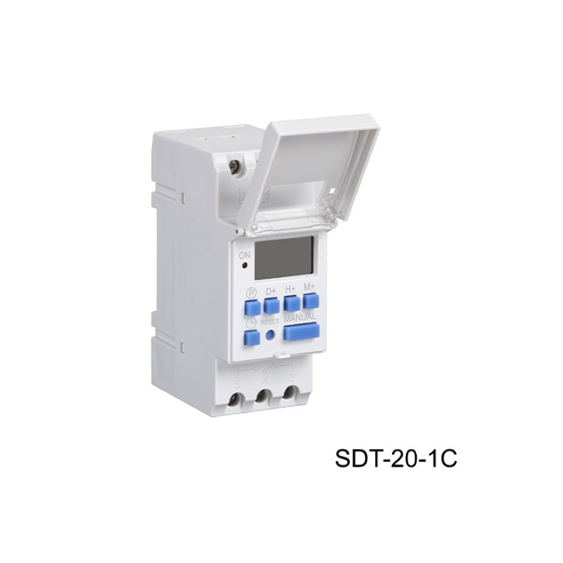 SDT-20-1C   Timer digitale  24 ore 7 giorni Alim  85 265Vac  20Ap  Max  Corrente di commutazione  resistiva  IP20