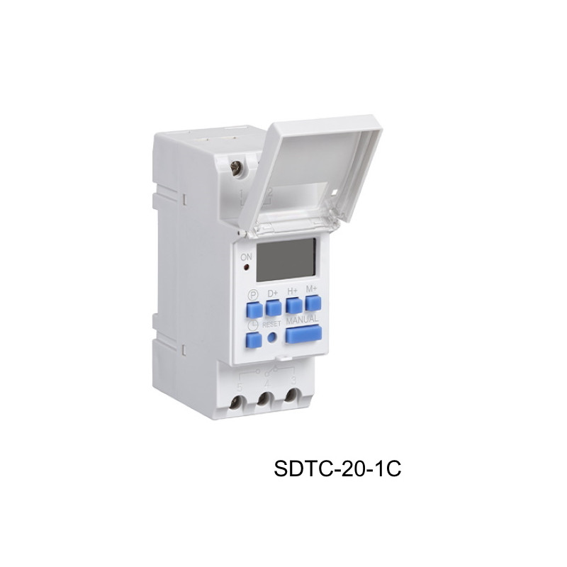 SDTC-20-1C   Timer digitale  24 ore 7 giorni con funzione copia dati Alim 85 265Vac  20Ap  Max  Corrente di commutazione  resist