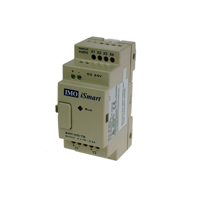 SMT-MD-T8   Modulo di espansione iSmart  24Vdc   4 ingressi 24 Vcc  4 uscite transistor  24 Vcc  500 mA