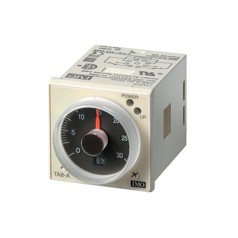 TA8-A100-240AC   Timer per montaggio a pannello 48x48   multiscala 0 05s 60hr  doppio contatto  CO 5A  8 pin octal  funzione di 