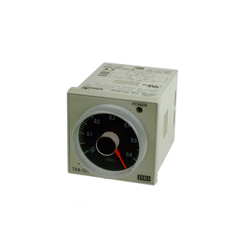 TA8-DA24AC/DC   Timer montaggio a pannello 0 06 m 12 m  CO bipolare 5 A  8 pin octale  funzione di ritardo alla diseccitazione  