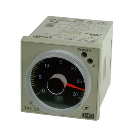 TA8-SA24AC/DC   Timer per montaggio a pannello48x48  8 pin octal  multiscala  0 05s 60hr  SPCO temporizzate più SPCO istantanee 