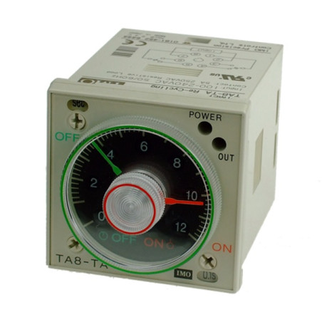 TA8-TA100-230AC   Timer montaggio a pannello48x48   doppia indic   0 05s  60hr  doppio contatto CO 5A  8 pin octal fuonzione tem