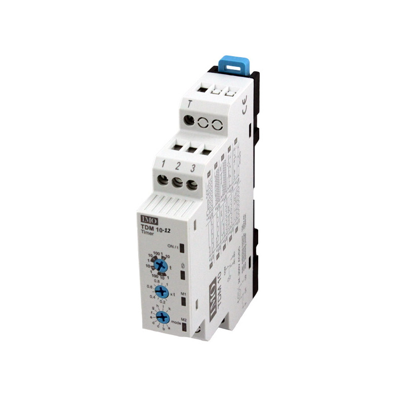 TDM10-12   Timer multifunzione unipolare CO 10A  multiscala 0 1s10d  multitensione 12Vdc  180 265Vac 10 funzioni  montaggio  gui