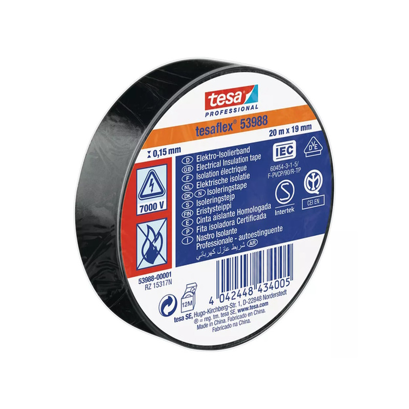 53988-00001-00   tesa® Professional 53988 Nastro Isolante PVC 20m x19 mm colore nero