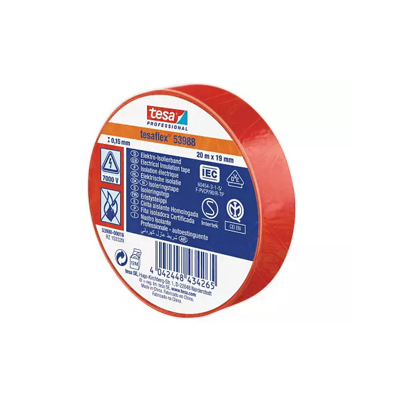 53988-00016-00  tesa® Professional 53988 Nastro Isolante Soft PVC 20m x19mm  rosso