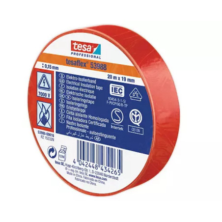 53988-00016-00  tesa® Professional 53988 Nastro Isolante Soft PVC 20m x19mm  rosso