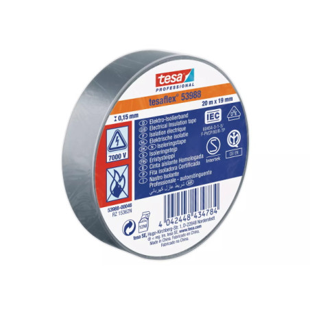 53988-00046-00  tesa® Professional 53988 Nastro Isolante Soft PVC 20m x19mm  grigio