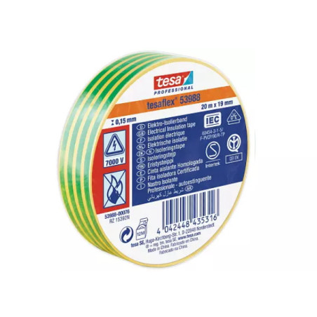 53988-00076-00  tesa® Professional 53988 Nastro Isolante Soft PVC 20m x19mm  giallo verde
