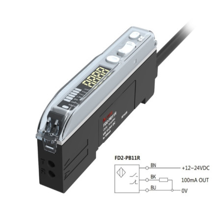FD2-PB11R  Amplificatore con display digitale per sensore a fibra ottica  Alimentazione  DC 12 24V   PNP NO NC