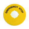 B3-7603-2   Disco etichetta  EMERGENZA STOP  D 70mm foro 22mm  giallo