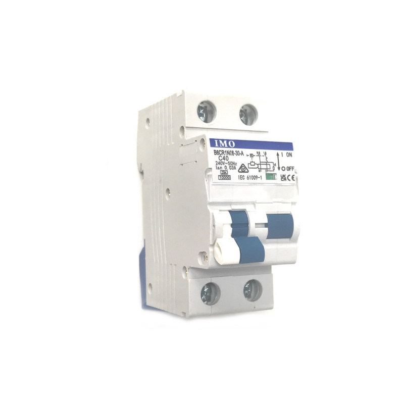 B6CR1N06-30-A  Salvavita con Protezione sovraccarico  6kA  30mA curva C 1P   N  6 Amp  230VAC CE