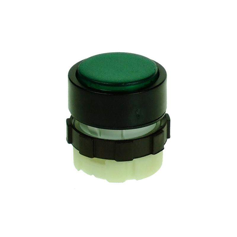 BS3DLGREEN   Pulsante luminoso ritorno a molla  verde  ghiera nera