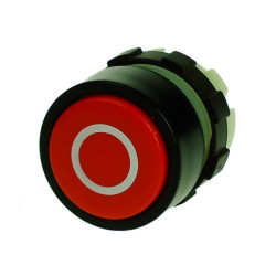 BS3DRED-0   Pulsante con ritorno a molla  Rosso con stampa bianca 0 ghiera nera