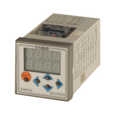 E58.BM.SV.AO.U0   Temporizzatore digitale 24 VAC VCC   100 240VAC 50  60 HZ   Scala 99,99 sec  multifunzione