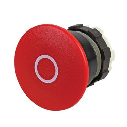 BS3P14RED-O   Pulsante a fungo 40mm  ritorno a molla  rosso con cerchio bianco  ghiera nera