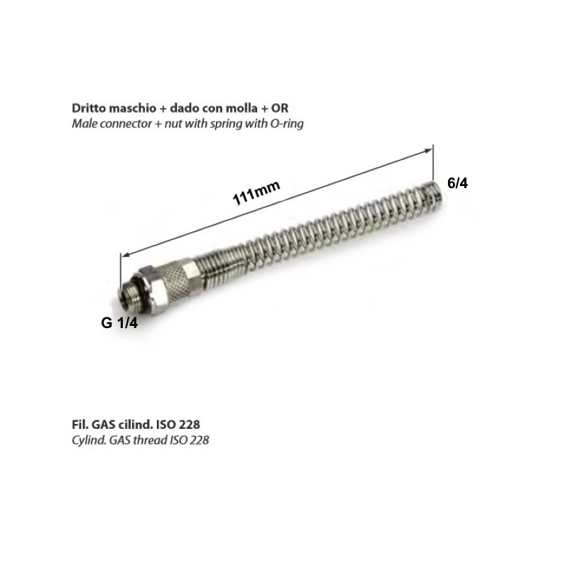 CG581/4.06-04   Raccordo  a calzamento diritto maschio  girevole molla G 1/4  or T 6 X 4