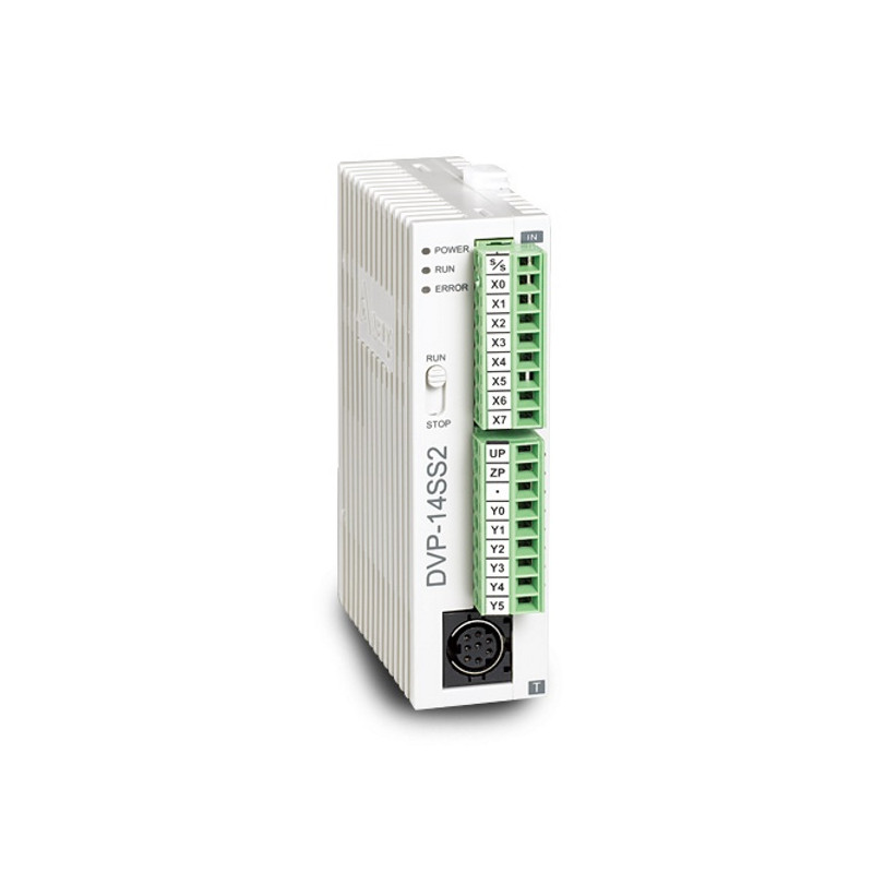 DVP14SS211R  PLC serie S CPU   8k step  IN 2x5  2x10 kHz  OUT 2x10kHz 24VDC  8 DI  6 DO  relay