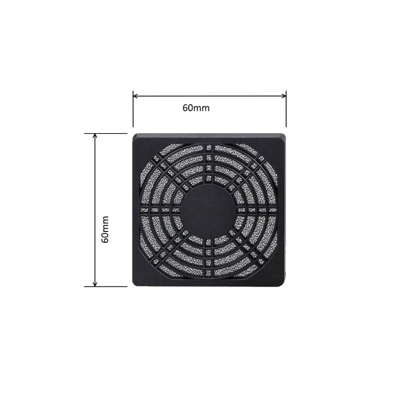 VXF06001BK   Griglia  con Filtro protezione tecnopolimero nero per  ventilatore 60x60mm