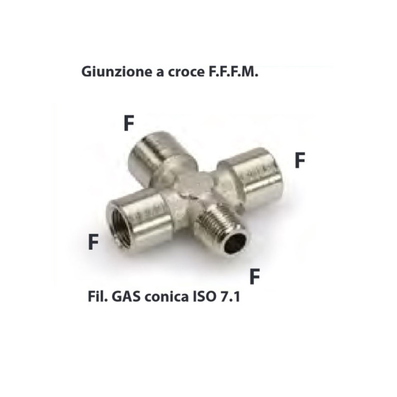 L94F3.3/8  Raccordo a croce M  F  F F   G 3/8