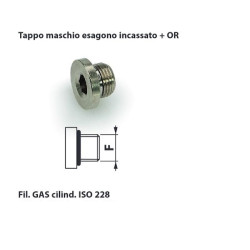 LG83.1/4   Tappo maschio cilindrico  or esag  incas  G 1/4