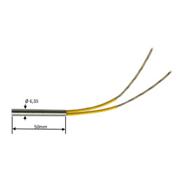   Riscaldatore a cartuccia D 6,35 X  L 50 mm  24V 80W  Lc 500 mm HD144502480