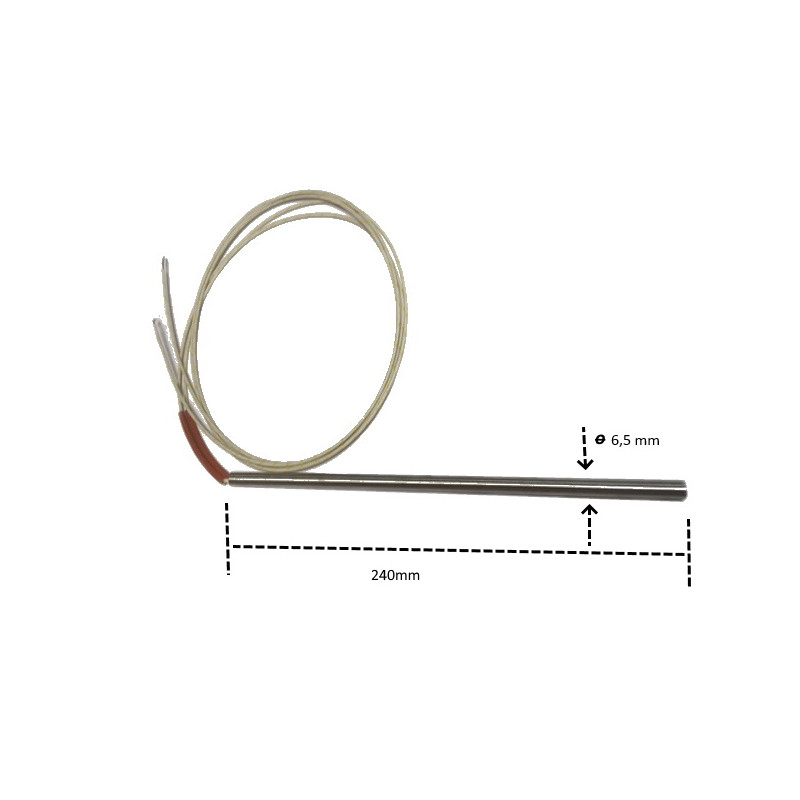 RES6524048180   Riscaldatore a cartuccia D 6.5 X 240 mm   48V 180W LC 1000 FV