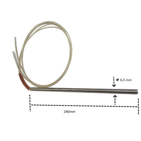 RES6524048180   Riscaldatore a cartuccia D 6.5 X 240 mm   48V 180W LC 1000 FV