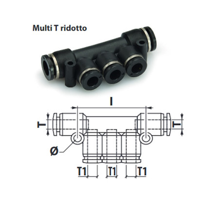 RR35.10.08  Raccordo rapido multi  T  ridotto T 10   T1 08